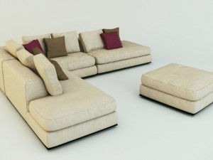corner sofa ekmi milan whith pouf 3D Model