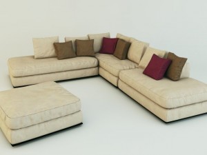 corner sofa ekmi milan whith pouf 3D Model