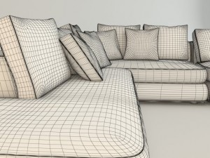 corner sofa ekmi milan whith pouf 3D Model