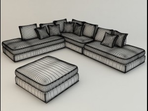 corner sofa ekmi milan whith pouf 3D Model