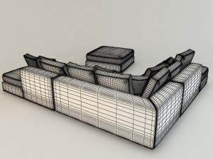 corner sofa ekmi milan whith pouf 3D Model