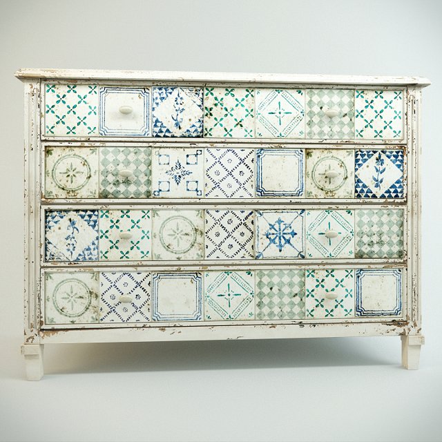 chest of drawers vintage 3D Model .c4d .max .obj .3ds .fbx .stl .blend 