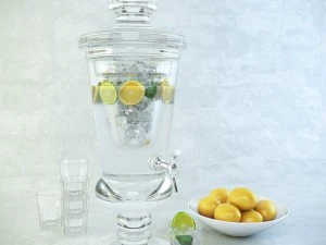carafe of lemonade glasses and a plate with lemon 3D Model