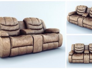 sofa ashley revolution burgundy 2 seats 3D Model