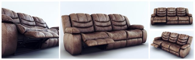 sofa ashley revolution burgundy 3 seats 3D Model .c4d .max .obj .3ds .fbx .stl .blend 