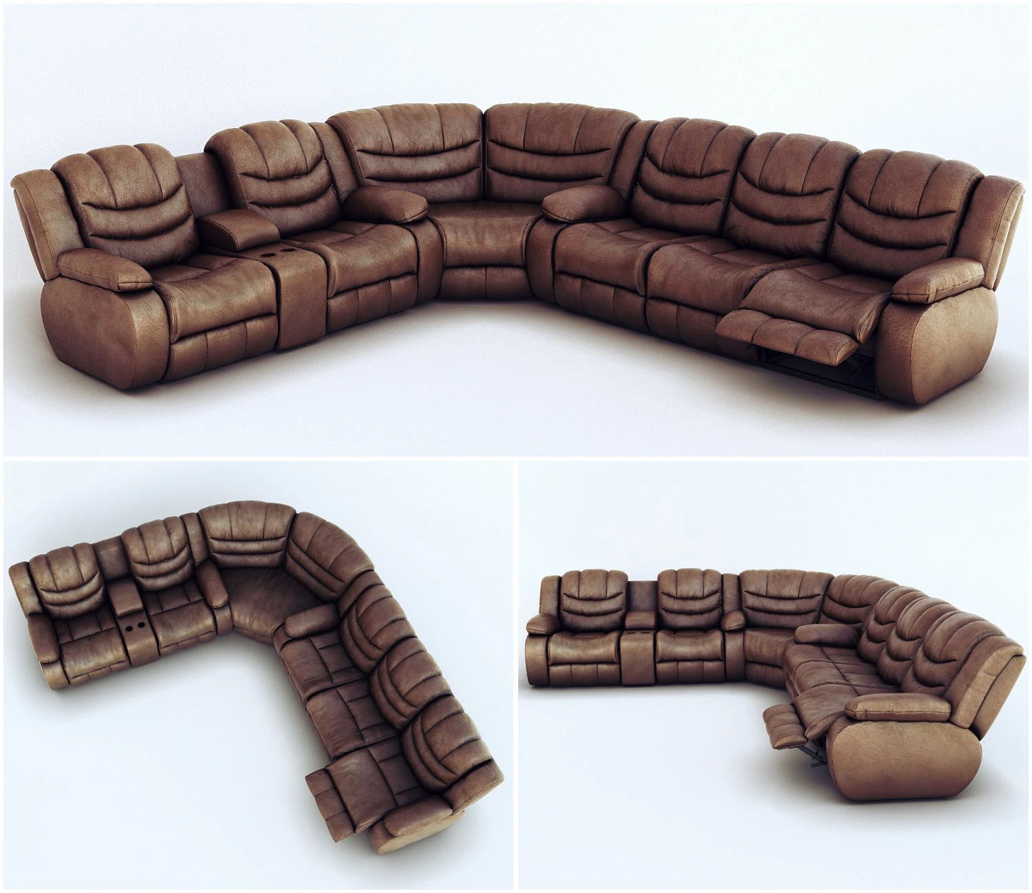 corner sofa ashley revolution burgundy 3D Model .c4d .max .obj .3ds .fbx .stl .blend