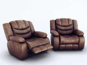 ashley revolution burgundy two armchairs 3D Model