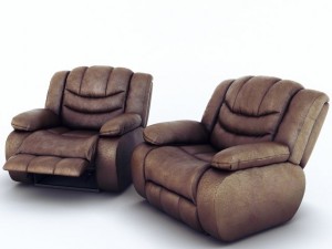 ashley revolution burgundy two armchairs 3D Model