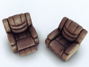 ashley revolution burgundy two armchairs 3D Model