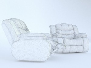 ashley revolution burgundy two armchairs 3D Model