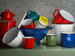 set enameled cookware 3D Model