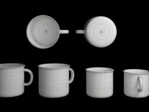 set enameled cookware 3D Модель