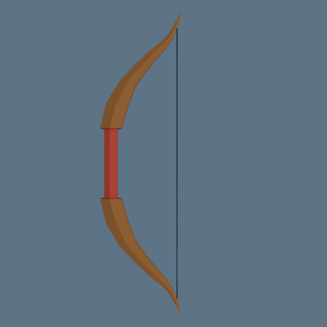low poly fantasy bow 3D 모델 .c4d .max .obj .3ds .fbx .stl .blend 