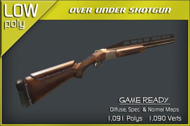over under shotgun Modello 3D .c4d .max .obj .3ds .fbx .stl .blend 