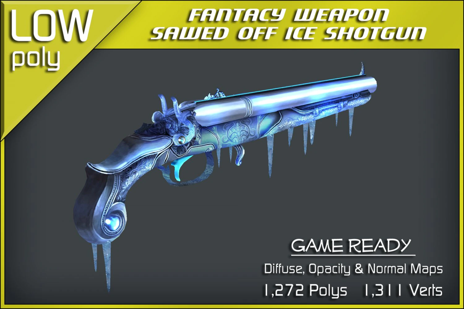 sawed off ice shotgun 3D Model .c4d .max .obj .3ds .fbx .stl .blend