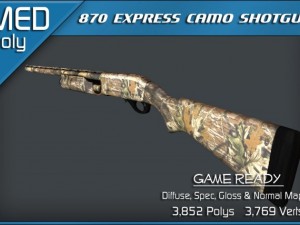 remington 870 express camo shotgun 3D 모델