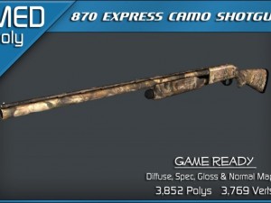 remington 870 express camo shotgun 3D 모델