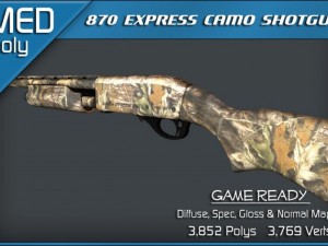 remington 870 express camo shotgun 3D 모델