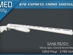 remington 870 express camo shotgun 3D 모델