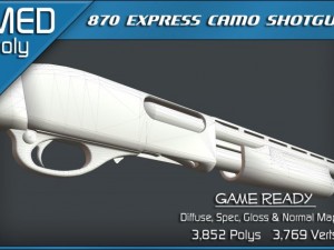 remington 870 express camo shotgun 3D 모델