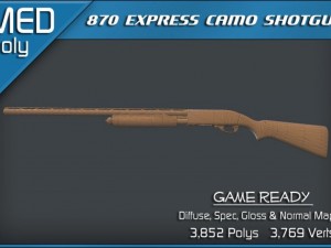 remington 870 express camo shotgun 3D 모델