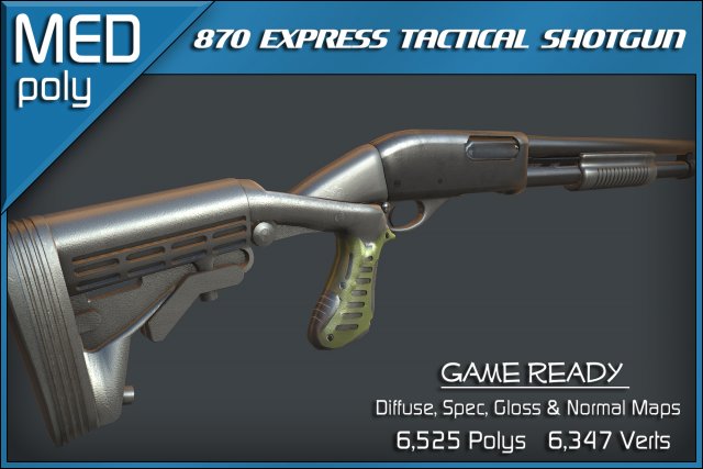 remington 870 express tactical shotgun Modelo 3D .c4d .max .obj .3ds .fbx .stl .blend 