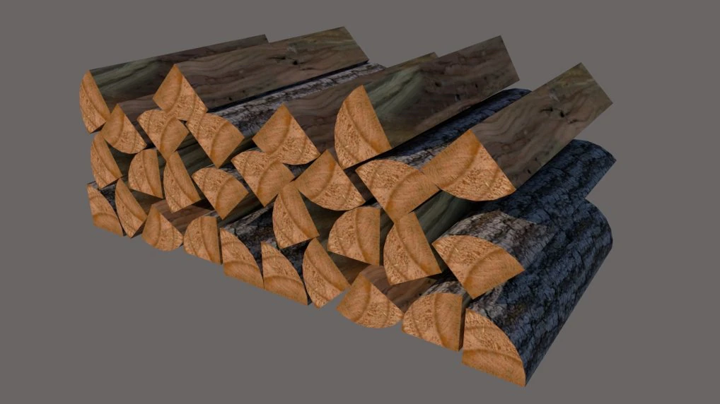 firewood 3D Model .c4d .max .obj .3ds .fbx .stl .blend 