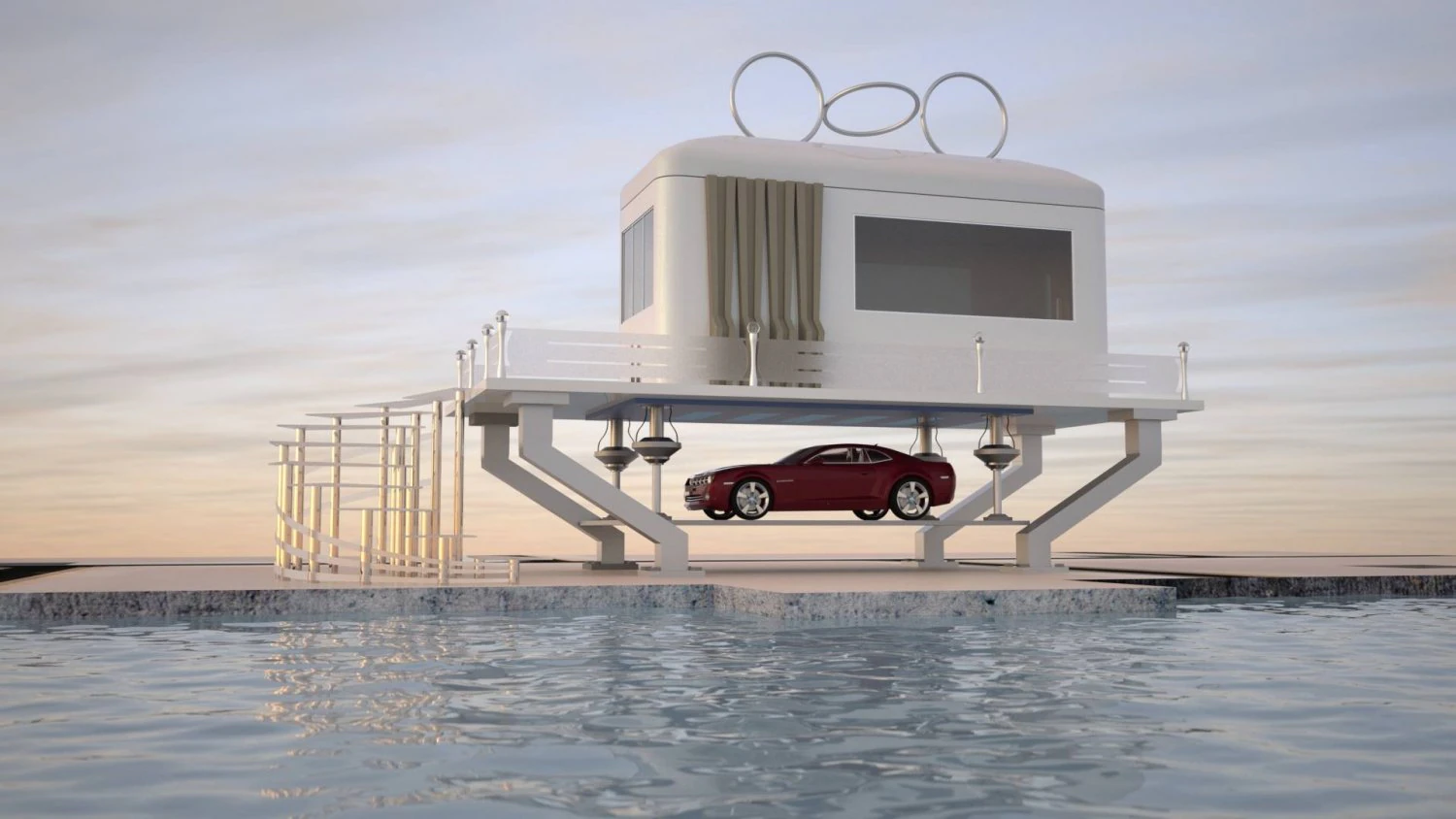 sci-fi hi-tach home 3D Model .c4d .max .obj .3ds .fbx .stl .blend 