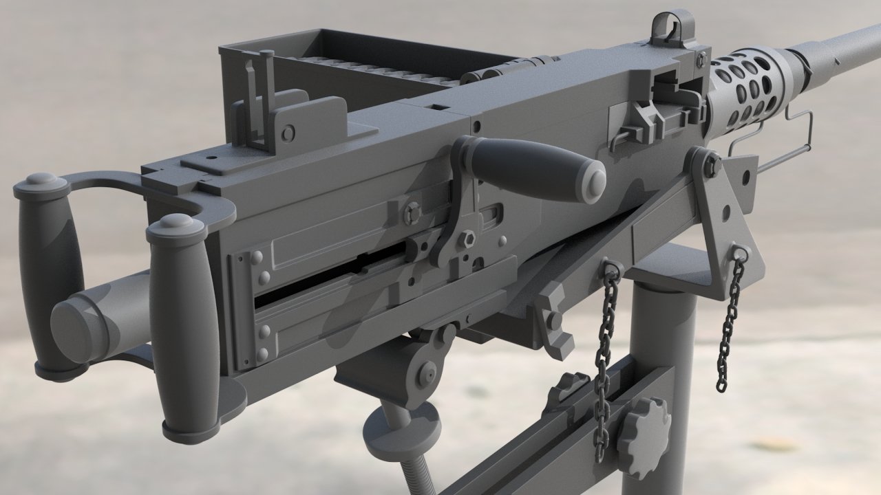 Browning M2 High Poly 3d Model In Artillery 3dexport