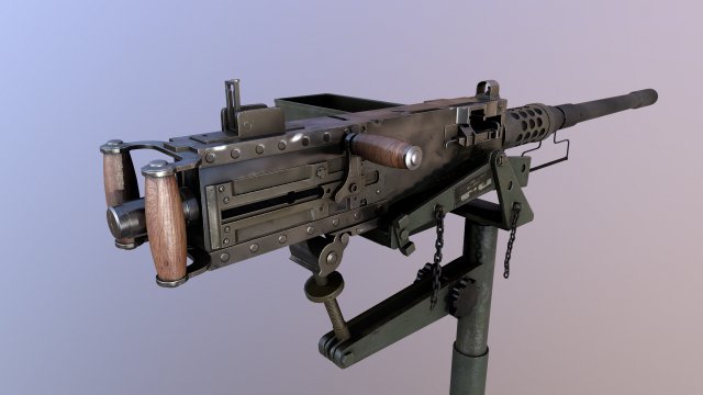 browning m2 low poly low-poly Model 3D .c4d .max .obj .3ds .fbx .stl .blend 