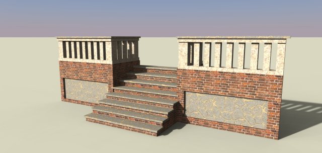 brick stairs Modello 3D .c4d .max .obj .3ds .fbx .stl .blend 