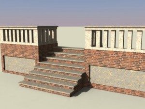 brick stairs 3D Model