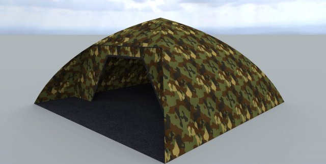 green camo tent Model 3D .c4d .max .obj .3ds .fbx .stl .blend 