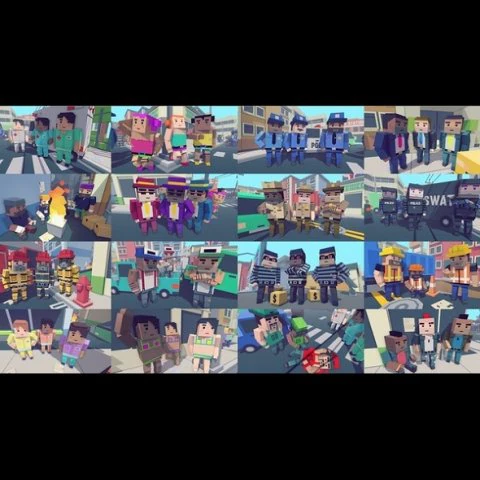 간단한 사람들 패키지 3D 모델 .c4d .max .obj .3ds .fbx .stl .blend 