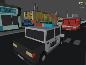 simple town and cars 3D Model