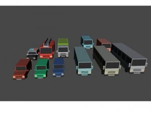 simple town and cars 3D Model