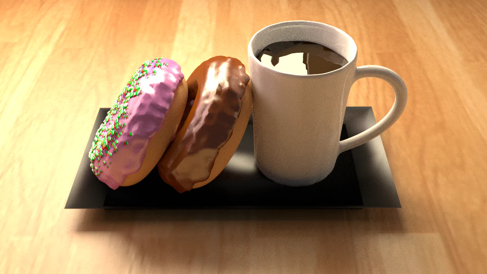 coffee and donuts 3D Model .c4d .max .obj .3ds .fbx .stl .blend 