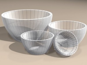 model  glazed ribbed pot set of 4 Modello 3D