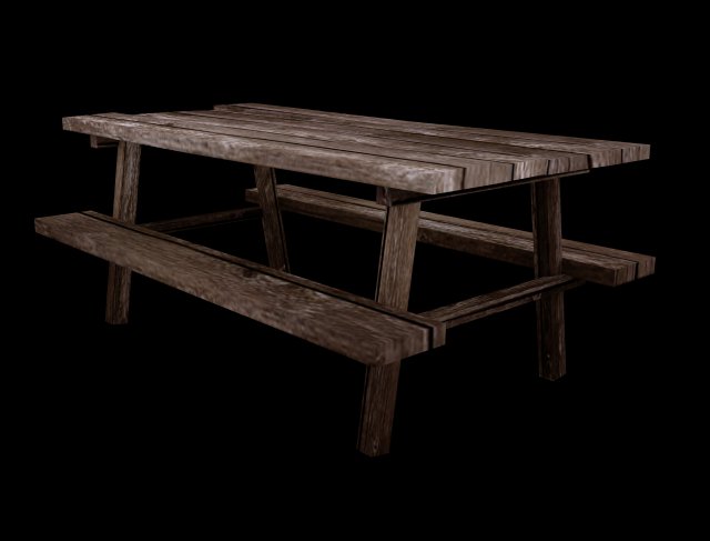 desk with bench low poly Modelo 3D .c4d .max .obj .3ds .fbx .stl .blend 