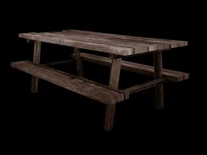 bureau met bank laag poly 3D Model