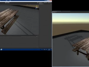 desk with bench low poly 3D Model
