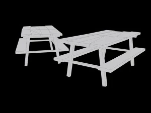 desk with bench low poly 3D Model
