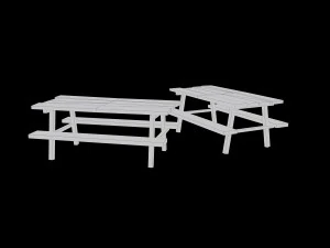 desk with bench low poly 3D Model