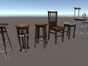 low poly game ready chair collection Model 3D