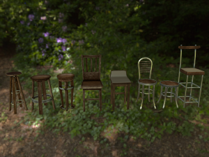 low poly game ready chair collection Model 3D