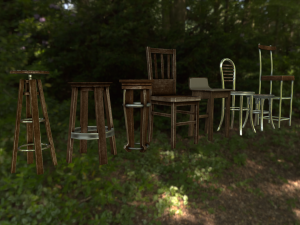 low poly game ready chair collection Model 3D