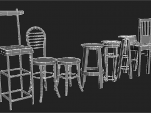 low poly game ready chair collection Modèle 3D