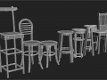 low poly game ready chair collection Model 3D