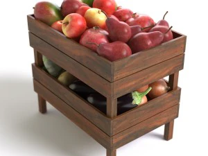 crates with fruit and vegetables 3D Model