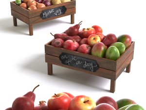 crates with fruit and vegetables Model 3D